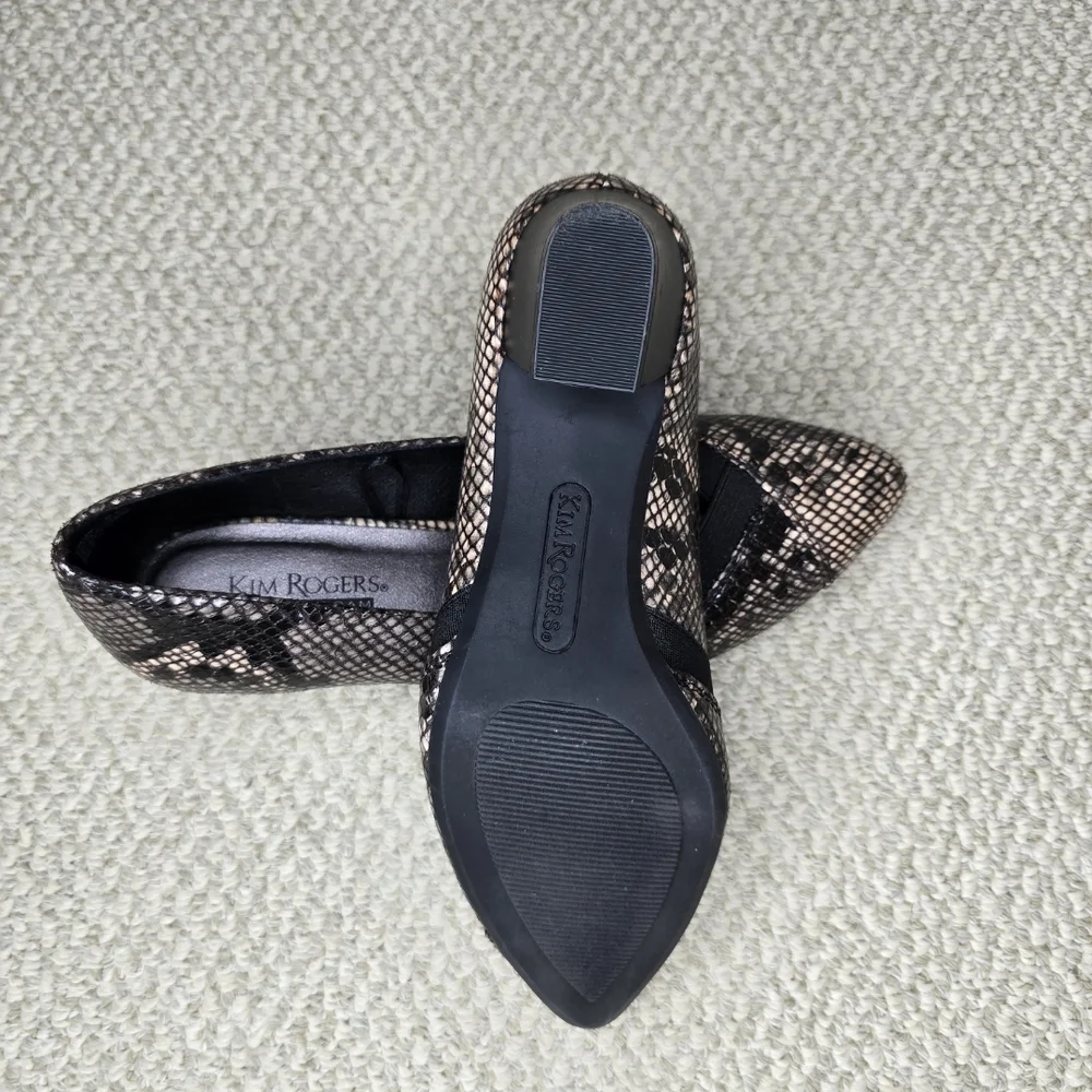Kim Rogers Omarey Black and Brown Snakeskin Heels Size 6